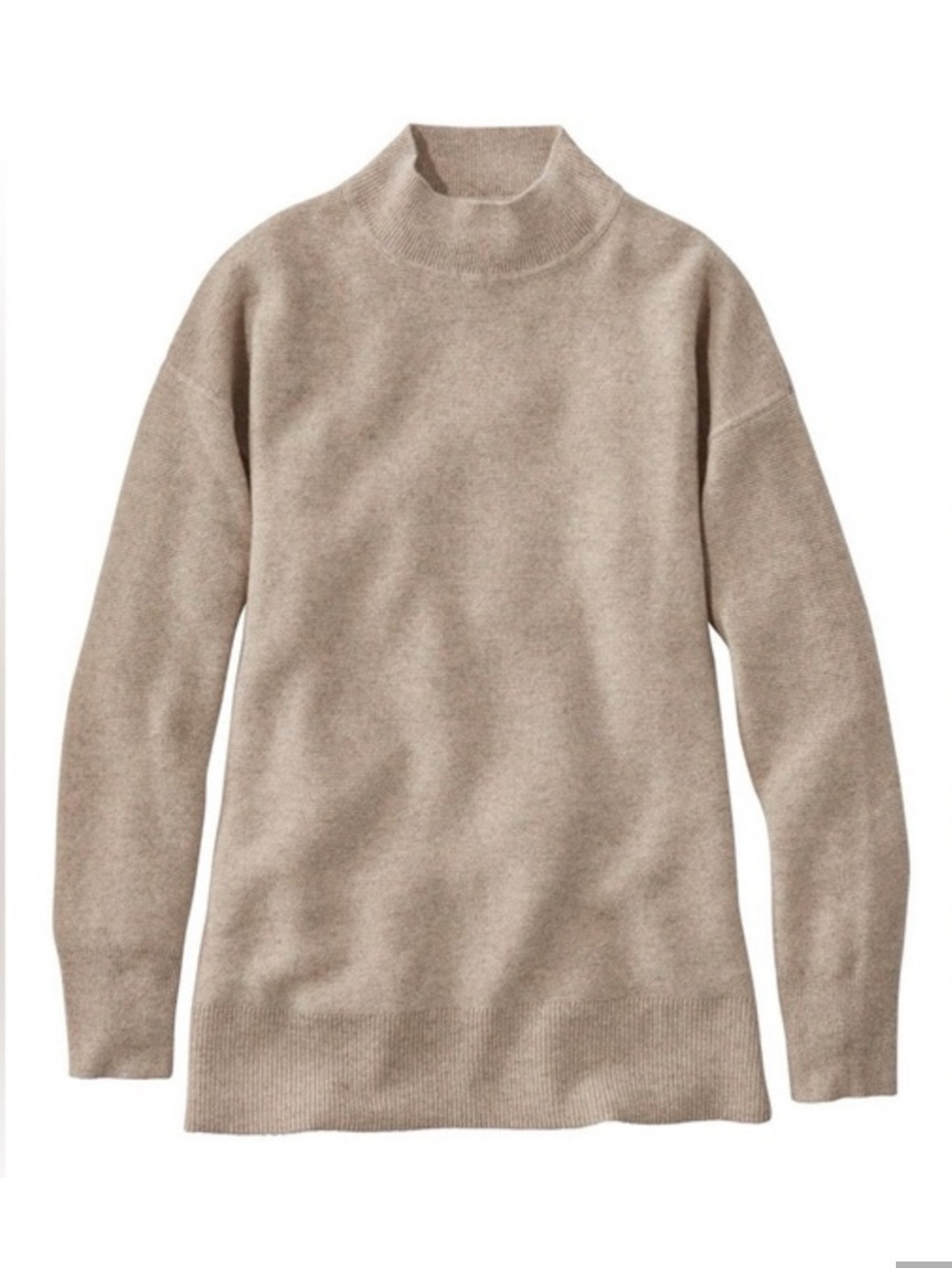 LL Bean Respun 100% Cashmere Mockneck Sweater, Soft Sable Heather